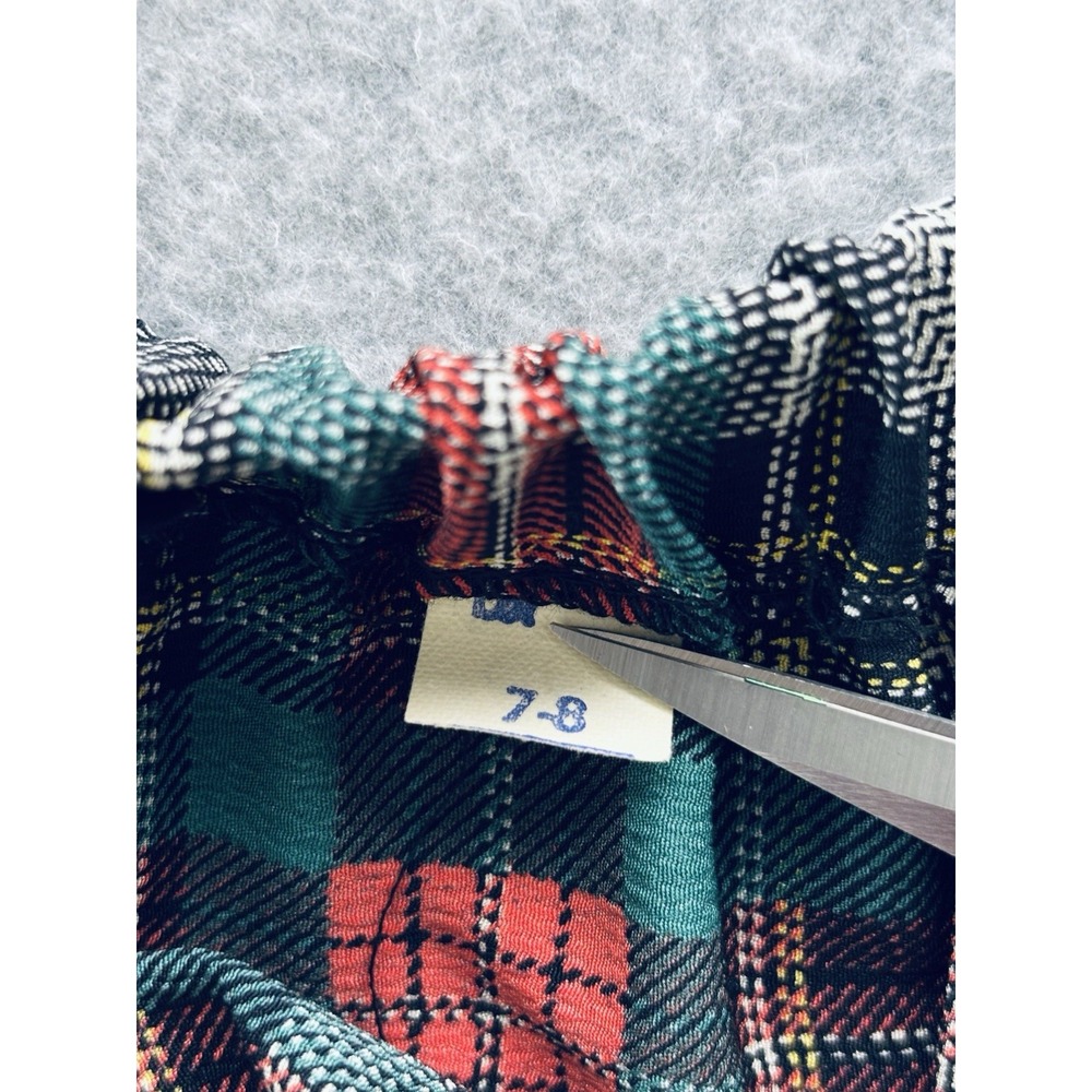Vintage 80s Tartan Plaid 2pc Skirt Set Black Sweater Pleated Tiered Holiday 7/8 - Picture 13 of 15